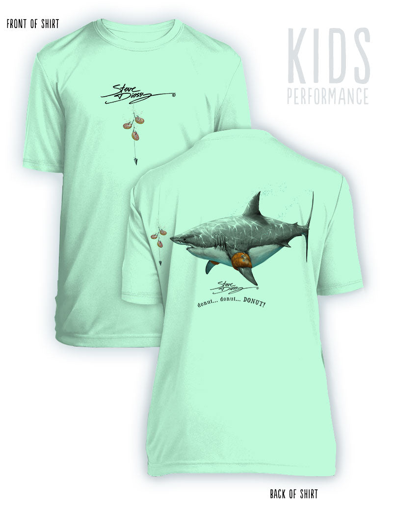 Donut Shark- KIDS Short Sleeve Performance - 100% Polyester